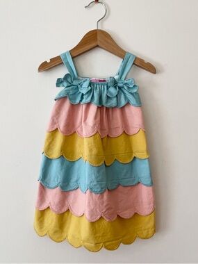 EUC Layered Colorful Scalloped Bow Mermaid Summer Dress